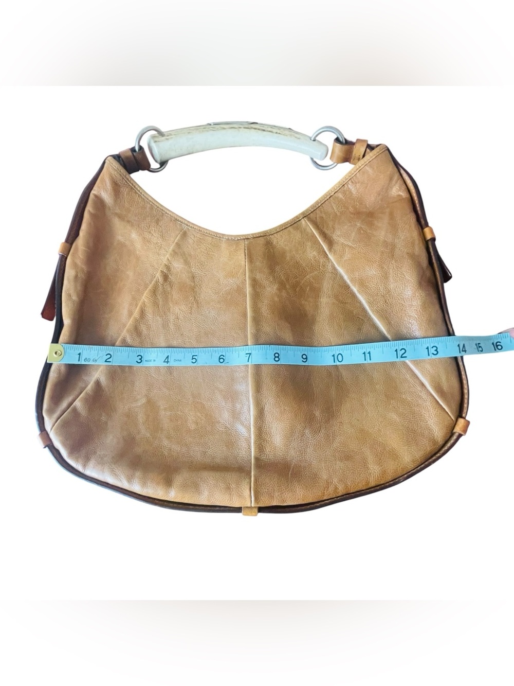 Yves Saint Laurent Tan Leather Hobo with Antler Handle - Picture 10 of 11